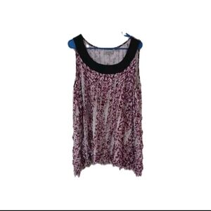 Avenue Black and Pink Patterned Tank Top